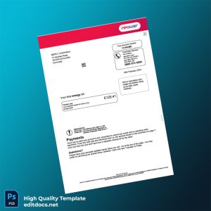 United Kingdom Npower Editable Energy Bill Template in Word and PDF formats