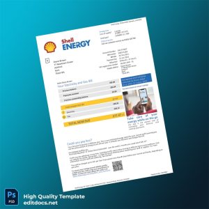 United Kingdom Shell Energy Ltd Editable Electricity Bill Template in Word and PDF formats