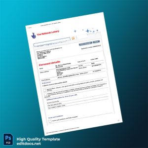 United Kingdom The National Lottery Editable Postal Registration Form Template in Word and PDF formats
