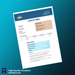 United States ABC Power Company Editable Utility Bill Template in Word and PDF formats