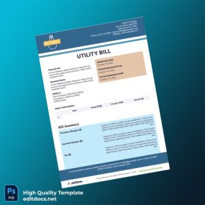 United States ACME Company Editable Utility Bill Template in Word and PDF formats
