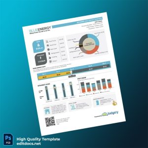 United States Blue Energy Editable Utility Bill Template in Word and PDF formats