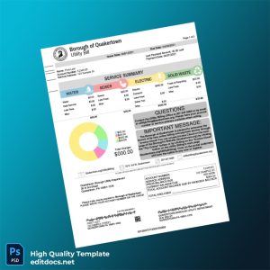 United States Borough Of Quakertown Editable Utility Bill Template in Word and PDF formats