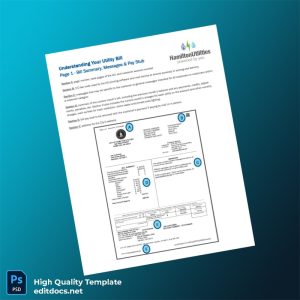 United States City Of Hamilton Utilities Editable Utility Bill Template in Word and PDF formats