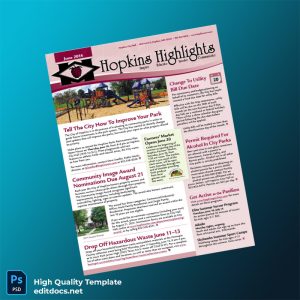 United States City Of Hopkins Editable Community Newsletter Template in Word and PDF formats