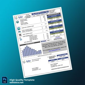 United States City Of TylerTown Editable Utility Bill Template in Word and PDF formats