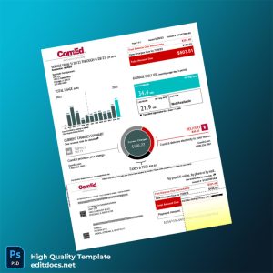 United States ComEd Editable Utility Bill Template in Word and PDF formats