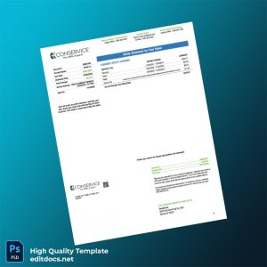 United States Conservice Editable Water Bill Template in Word and PDF formats
