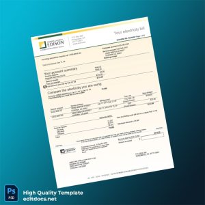 United States Corona CA Utility Company Editable Utility Bill Template in Word and PDF formats