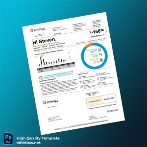 United States Entergy Arkansas LLC Editable Electricity Bill Template in Word and PDF formats