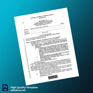 United States General Assembly Of North Carolina Editable House Bill Template in Word and PDF formats