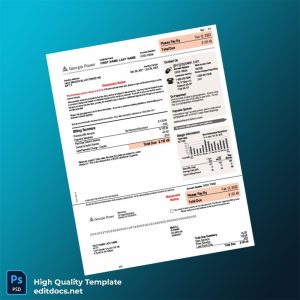 United States Georgia Power Editable Electricity Bill Template in Word and PDF formats