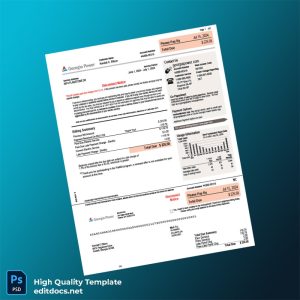 United States Georgia Power Editable Utility Bill Template in Word and PDF formats