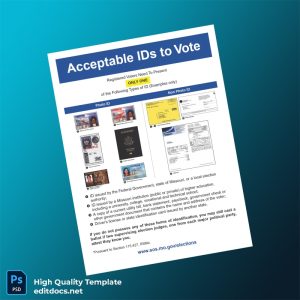 United States Government State Of Missouri Editable Acceptable IDs Template in Word and PDF formats