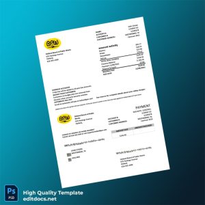 United States Holland Board Of Public Works Editable Utility Bill Template in Word and PDF formats