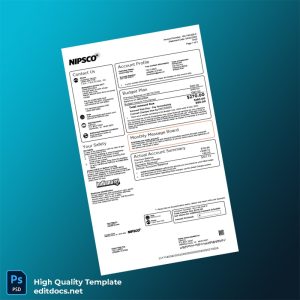 United States NIPSCO Editable Gas Bill Template in Word and PDF formats
