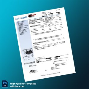 United States National Grid Editable Electricity Bill Template in Word and PDF formats