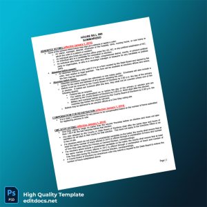 United States North Carolina General Assembly Editable Voting Inion Summary Template in Word and PDF formats