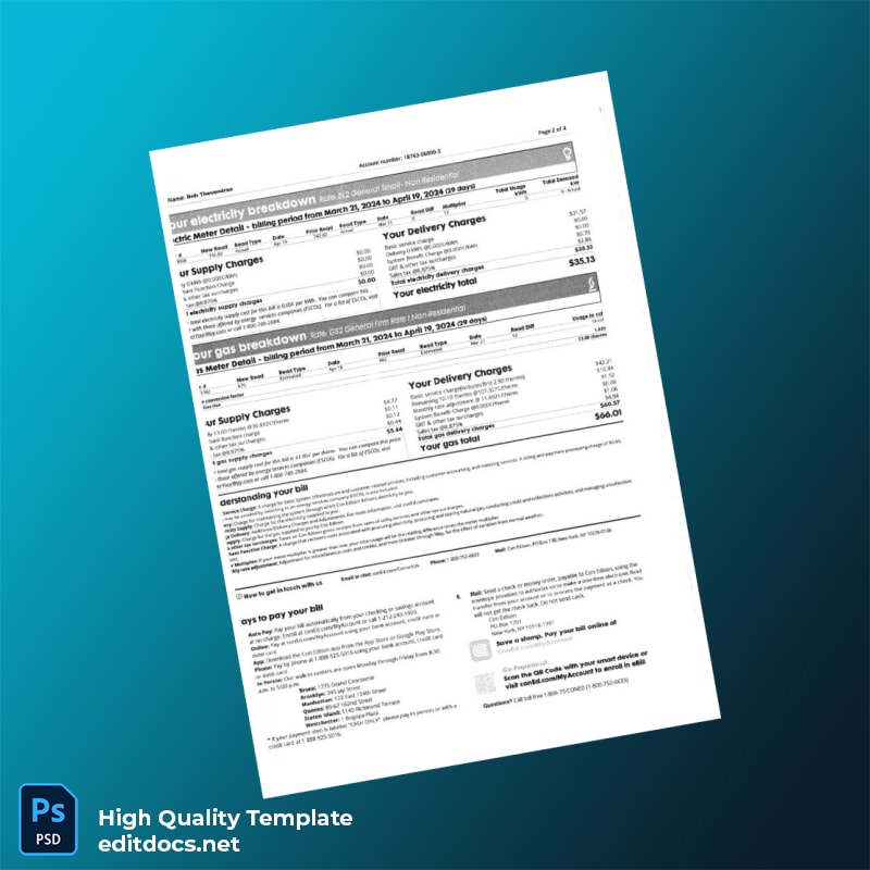 United States Not Specified Editable Utility Bill Template in Word and PDF formats page 2