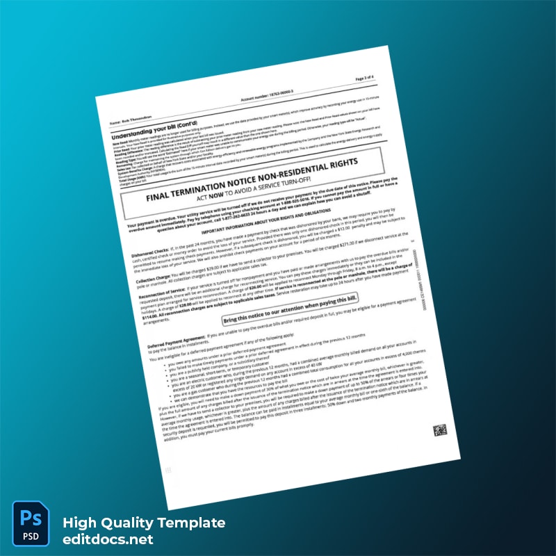 United States Not Specified Editable Utility Bill Template in Word and PDF formats page 3