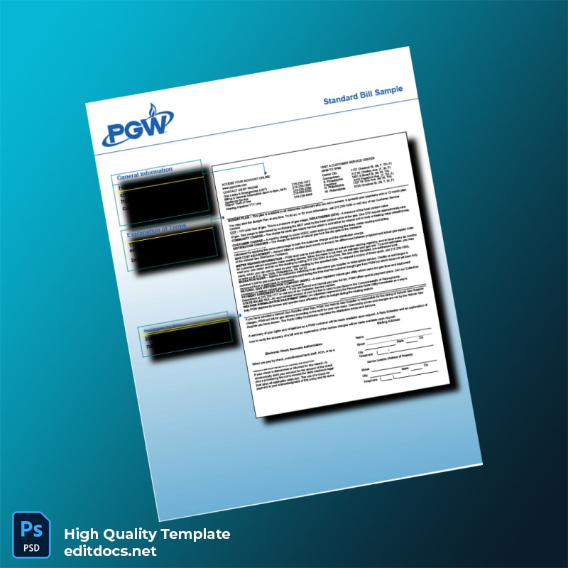 United States PGW Editable Gas Bill Template in Word and PDF formats page 2