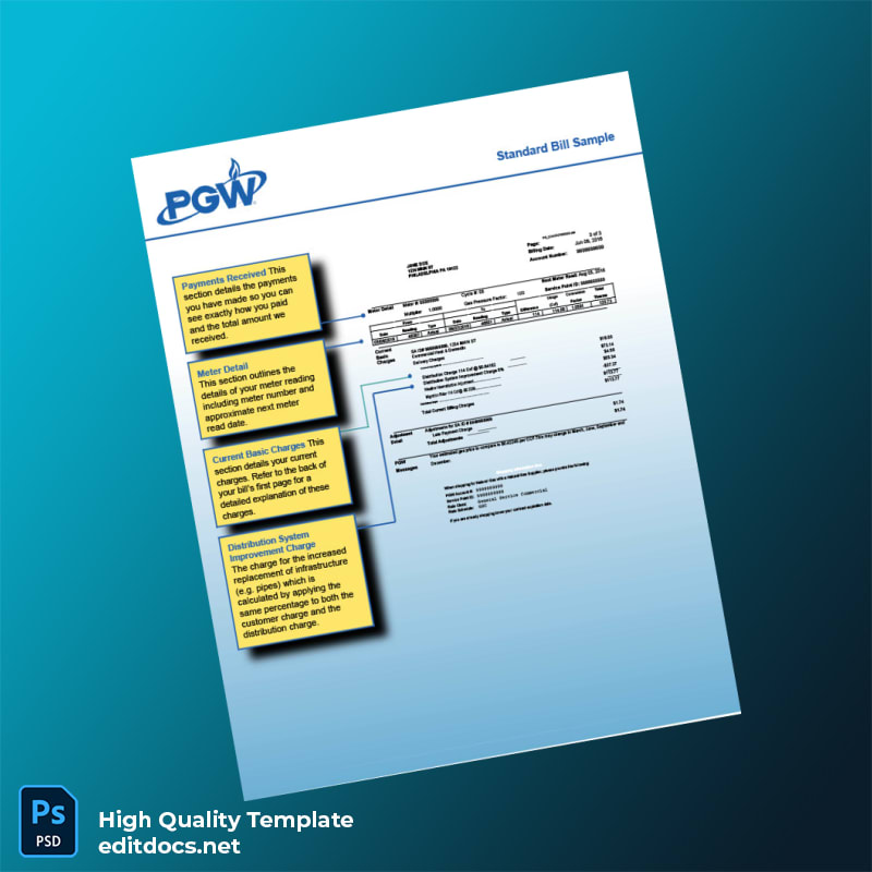 United States PGW Editable Gas Bill Template in Word and PDF formats page 3