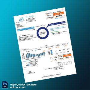 United States PPL Electric Utilities Editable Utility Bill Template in Word and PDF formats
