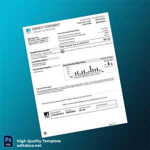 United States Pacific Gas And Electric Company Editable Bank Statement Template in Word and PDF formats