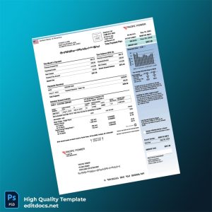 United States Pacific Power Editable Utility Bill Template in Word and PDF formats