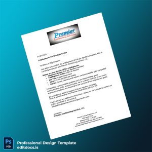 Editable United States Premier Contracting Service LLC Employment Verification Letter Template (Word&PDF) Page Preview - EditDocs