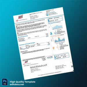 United States SDGE Editable Utility Bill Template in Word and PDF formats