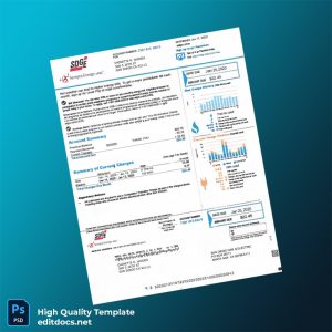United States San Diego Gas Electric Editable Utility Bill Template in Word and PDF formats