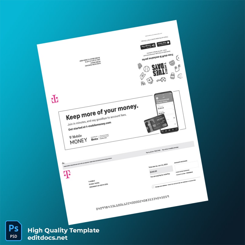 United States T-Mobile US Editable Summary Bill Template in Word and PDF formats page 6