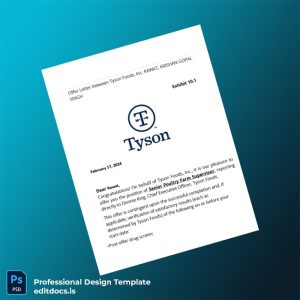 Editable United States Tyson Foods Incorporated Employment Verification Letter Template (Word&PDF) Page Preview - EditDocs