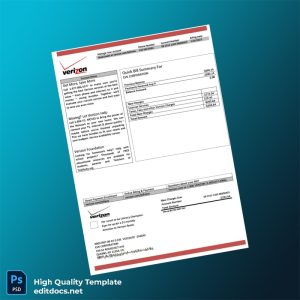 United States Verizon Editable Utility Bill Template in Word and PDF formats