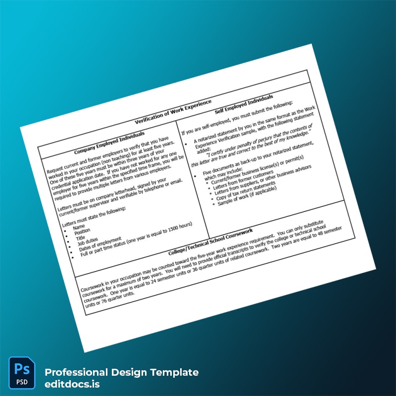 Editable United States Work Experience Verification Letter Template in Word and PDF formats page 2 Page Preview - EditDocs
