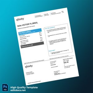 United States XFINITY Editable Utility Bill Template in Word and PDF formats