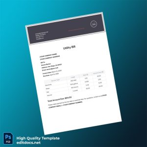 United States YOUR COMPANY NAME Editable Utility Bill Template in Word and PDF formats