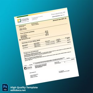 Utility Company Editable Utility Bill Template in Word and PDF formats