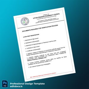 Editable Uttar Pradesh Pharmacy Council Registration Certificate Template (Word&PDF) Page Preview