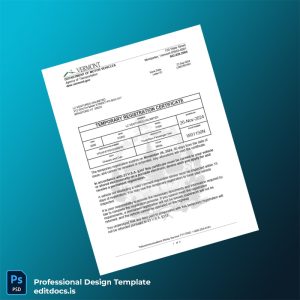 Editable Vermont Temporary Registration Certificate Template (Word&PDF) Page Preview - EditDocs