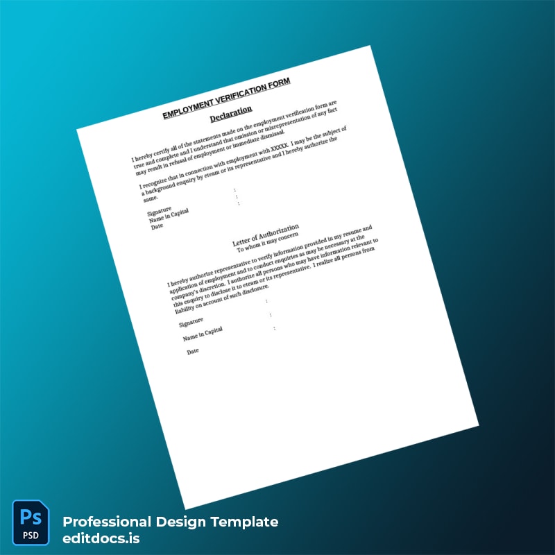 Editable Vibrant Employment Verification Letter Template in Word and PDF formats page 8 Page Preview - EditDocs
