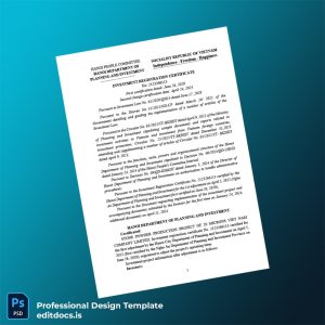 Editable Vietnam Investment Registration Certificate Template (Word&PDF) Page Preview