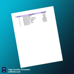 WASA LESCO Multinet Optix PSO Editable Utility Bill Template in Word and PDF formats