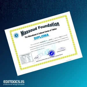 Editable Afghanistan Massoud Foundation English Language Diploma Template Page Preview - EditDocs