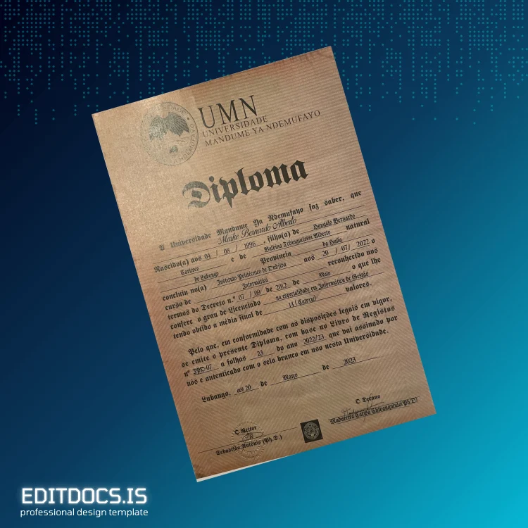Editable Angola Universidade Mandume Ya Ndemufayo Bachelor of Science in Information Technology Template Page Preview - EditDocs