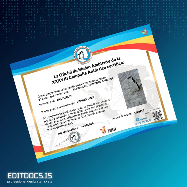 Editable Antarctica Environmental Campaign Certificate Page Preview - EditDocs