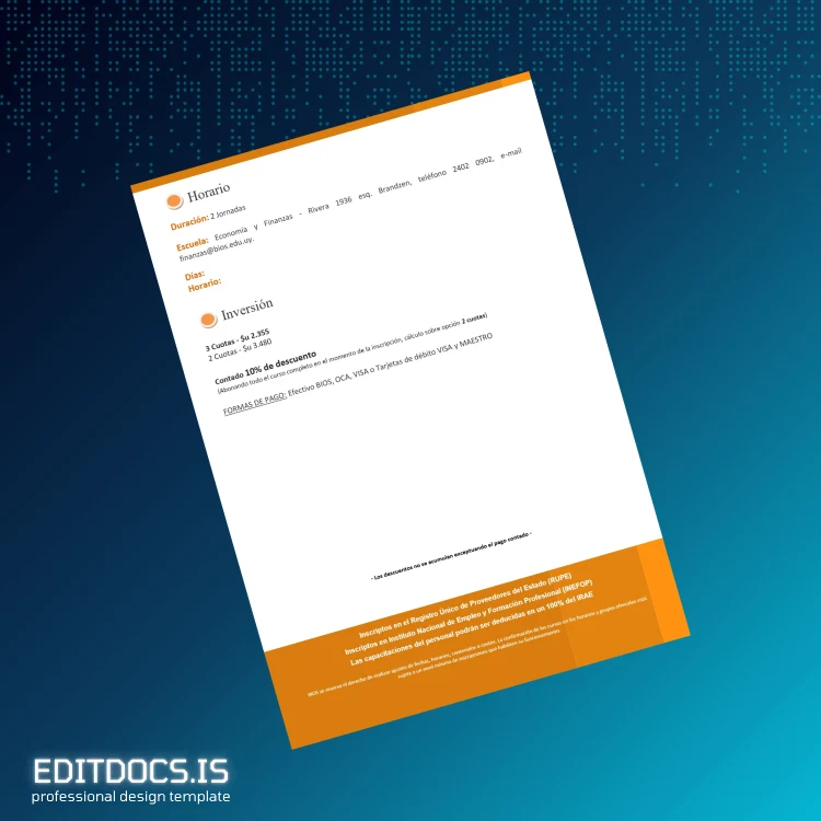 Editable Argentina BIOS School Diploma in E-Trading Template page 3 Page Preview - EditDocs