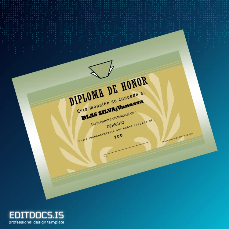 Editable Argentina Diploma of Honor Template page 2 Page Preview - EditDocs