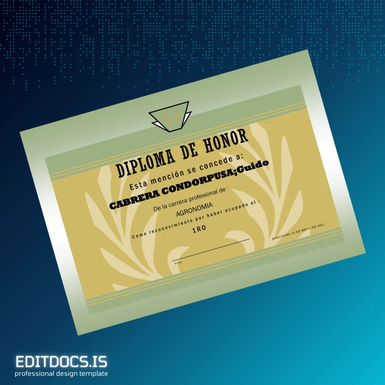 Editable Argentina Diploma of Honor Template page 3 Page Preview - EditDocs